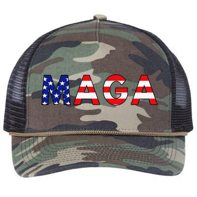 MAGA American Flag Retro Rope Trucker Hat Cap