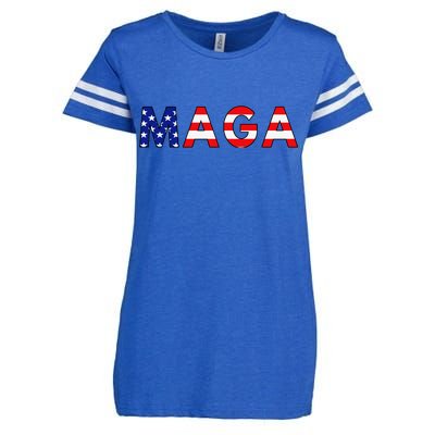 MAGA American Flag Enza Ladies Jersey Football T-Shirt