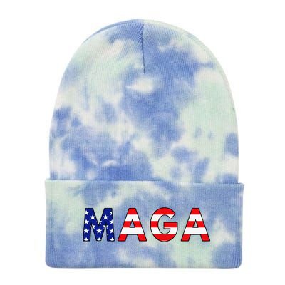 MAGA American Flag Tie Dye 12in Knit Beanie