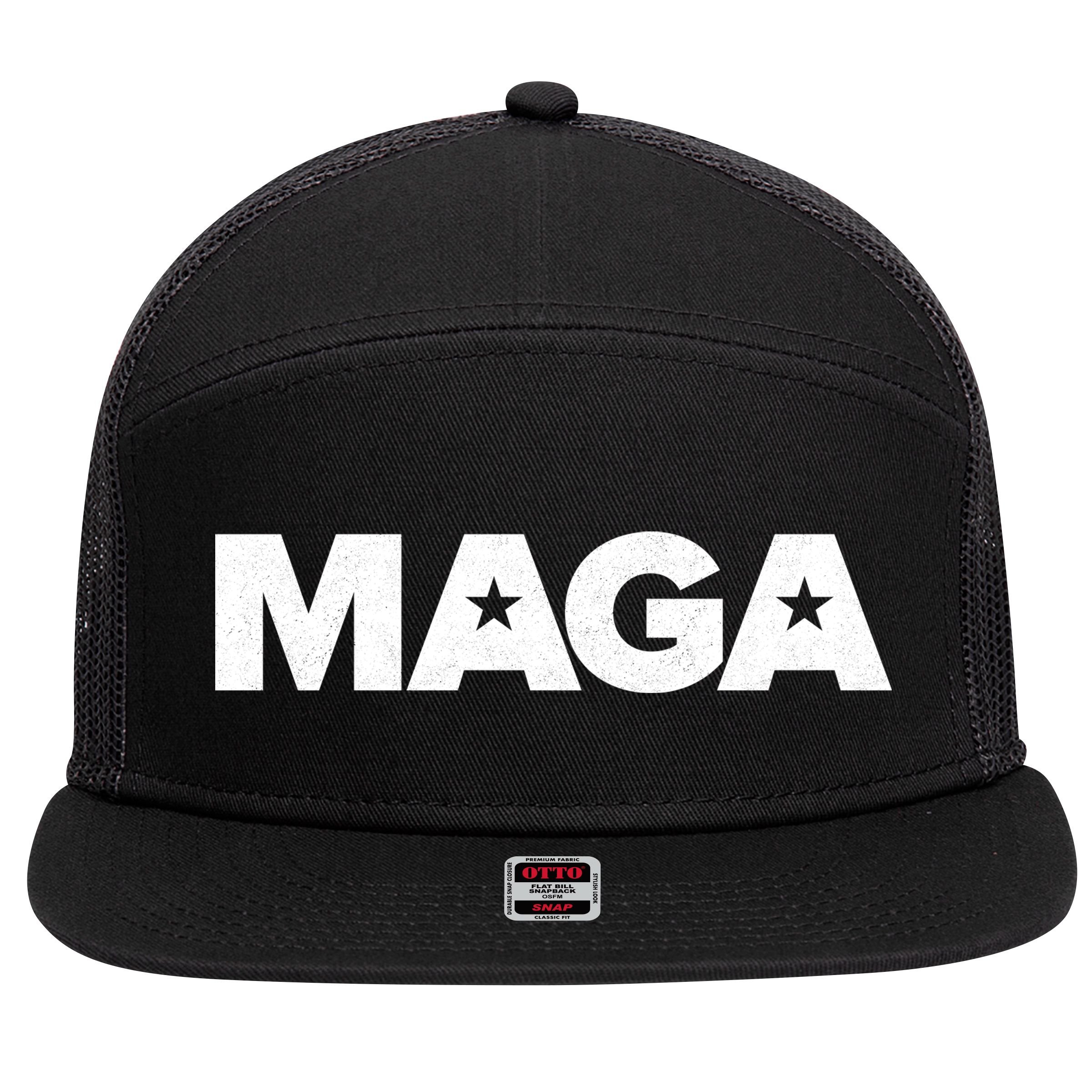 MAGA Distressed Logo Make America Great Again 7 Panel Mesh Trucker Snapback Hat
