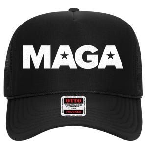 MAGA Distressed Logo Make America Great Again High Crown Mesh Back Trucker Hat