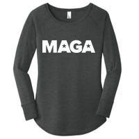 MAGA Distressed Logo Make America Great Again Women's Perfect Tri Tunic Long Sleeve Shirt