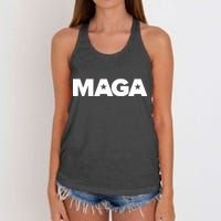 MAGA Distressed Logo Make America Great Again Women's Knotted Racerback Tank