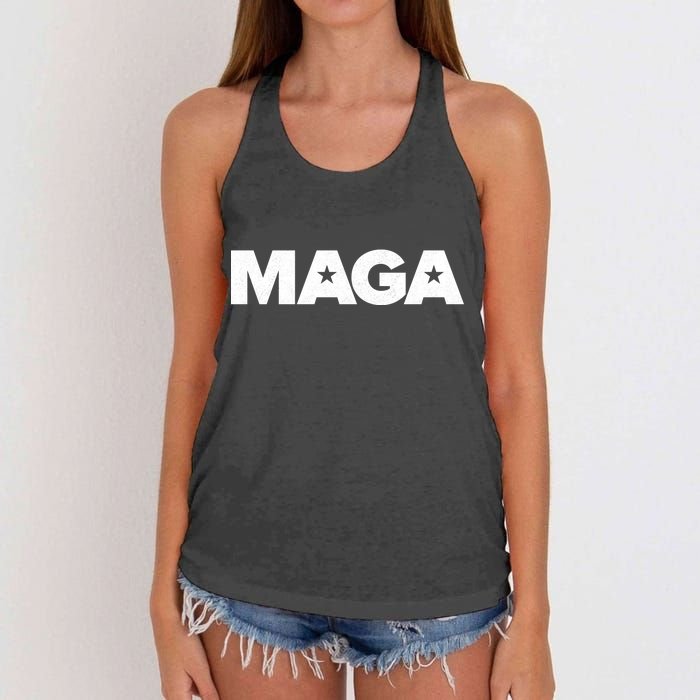 MAGA Distressed Logo Make America Great Again Women's Knotted Racerback Tank