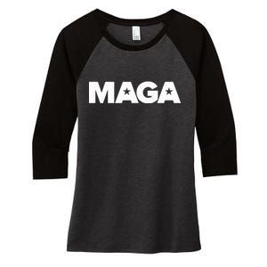 MAGA Distressed Logo Make America Great Again Women's Tri-Blend 3/4-Sleeve Raglan Shirt