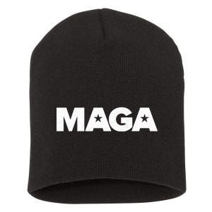 MAGA Distressed Logo Make America Great Again Short Acrylic Beanie