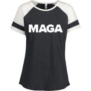 MAGA Distressed Logo Make America Great Again Enza Ladies Jersey Colorblock Tee