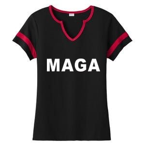 MAGA Make America Great Again President Donald Trump Ladies Halftime Notch Neck Tee