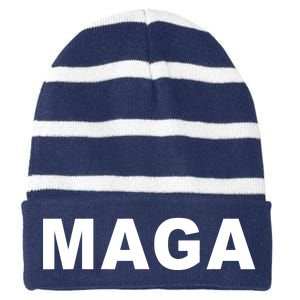 MAGA Make America Great Again President Donald Trump Striped Beanie with Solid Band