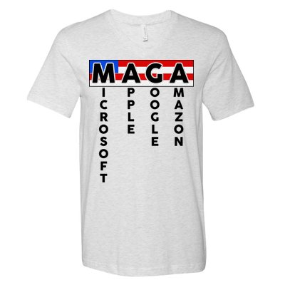 MAGA Microsoft Apple Google Amazon V-Neck T-Shirt