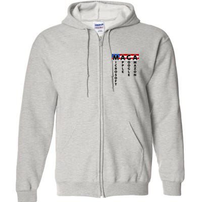 MAGA Microsoft Apple Google Amazon Full Zip Hoodie