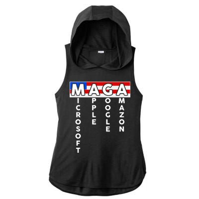 MAGA Microsoft Apple Google Amazon Ladies PosiCharge Tri-Blend Wicking Draft Hoodie Tank