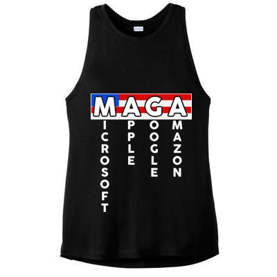MAGA Microsoft Apple Google Amazon Ladies PosiCharge Tri-Blend Wicking Tank