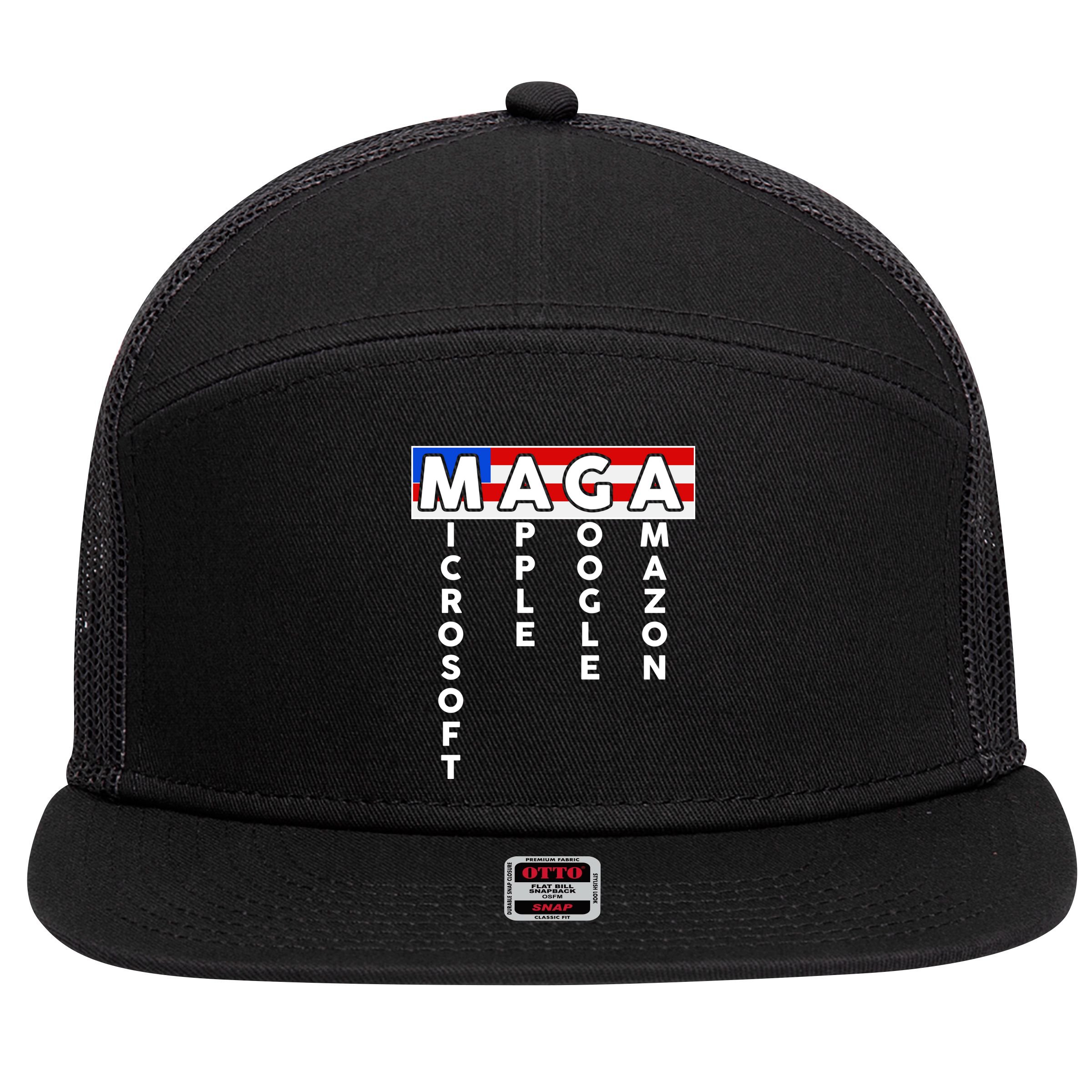 MAGA Microsoft Apple Google Amazon 7 Panel Mesh Trucker Snapback Hat