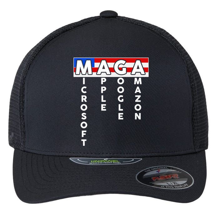 MAGA Microsoft Apple Google Amazon Flexfit Unipanel Trucker Cap