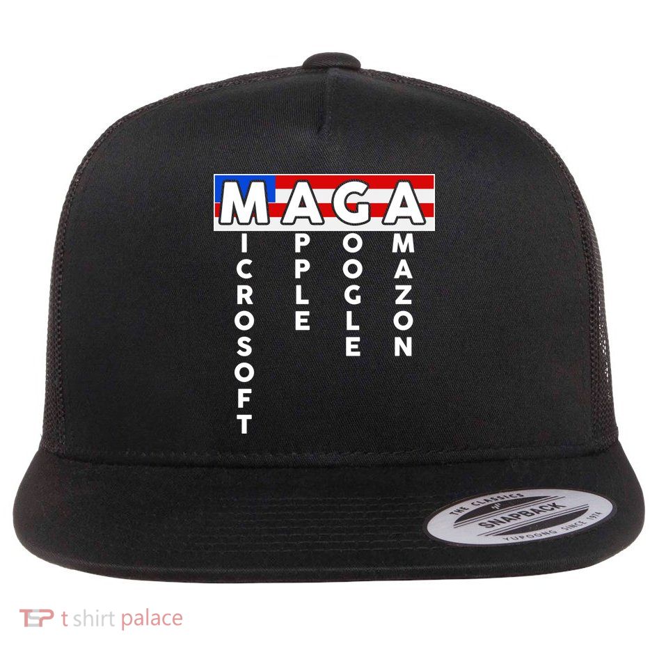 MAGA Microsoft Apple Google Amazon Flat Bill Trucker Hat