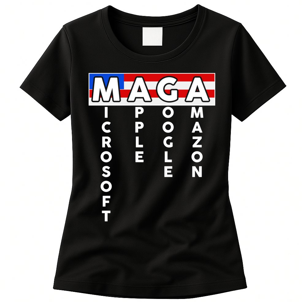 MAGA Microsoft Apple Google Amazon Womens T-Shirt