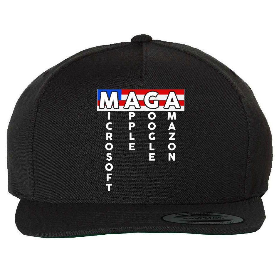 MAGA Microsoft Apple Google Amazon Wool Snapback Cap