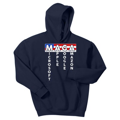 MAGA Microsoft Apple Google Amazon Kids Hoodie