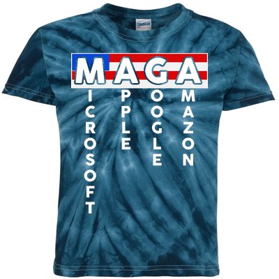 MAGA Microsoft Apple Google Amazon Kids Tie-Dye T-Shirt