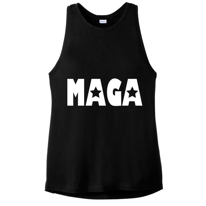 MAGA Star Logo Make America Great Again Ladies PosiCharge Tri-Blend Wicking Tank