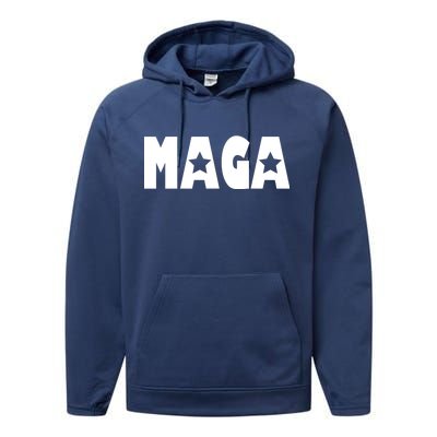 MAGA Star Logo Make America Great Again Performance Fleece Hoodie