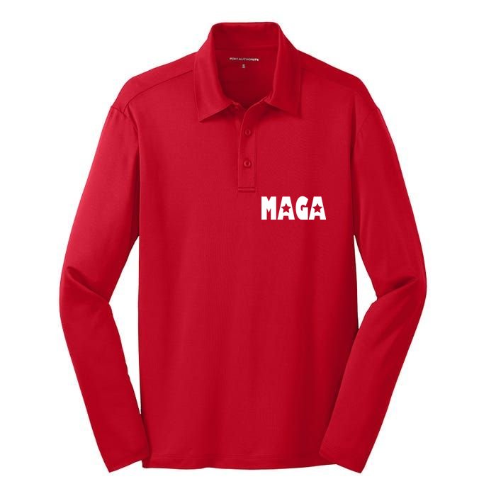 MAGA Star Logo Make America Great Again Silk Touch Performance Long Sleeve Polo