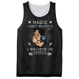 Magic I Don't Believe In But I Believe In Workouts Funny Gym Mesh Reversible Basketball Jersey Tank