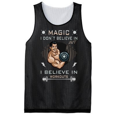 Magic I Don't Believe In But I Believe In Workouts Funny Gym Mesh Reversible Basketball Jersey Tank