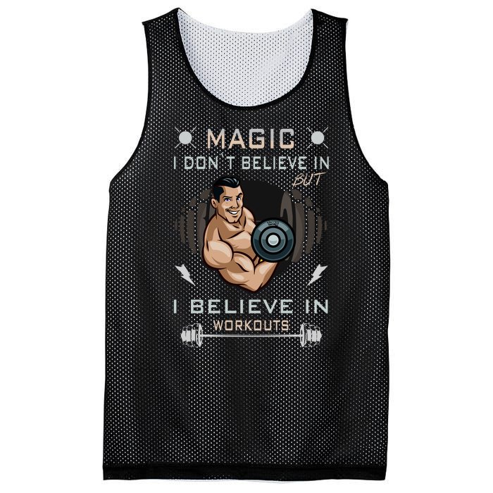 Magic I Don't Believe In But I Believe In Workouts Funny Gym Mesh Reversible Basketball Jersey Tank