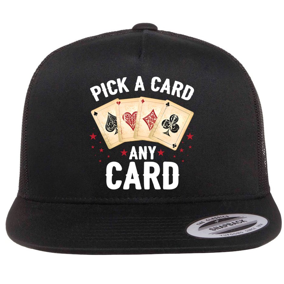 Magic Trick Pick A Card Any Card Magician Flat Bill Trucker Hat