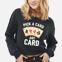 Magic Trick Pick A Card Any Card Magician Cropped Pullover Crew