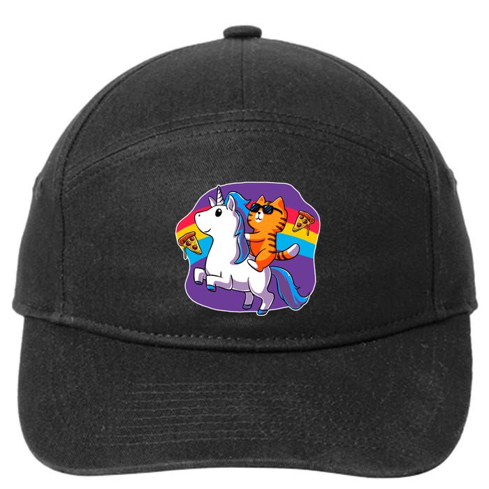 Magical Adventure Pizza Cat Unicorn 7-Panel Snapback Hat
