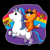 Magical Adventure Pizza Cat Unicorn 7-Panel Snapback Hat