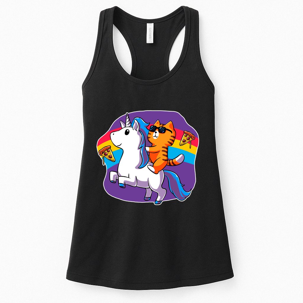 Magical Adventure Pizza Cat Unicorn Womens Tank Top