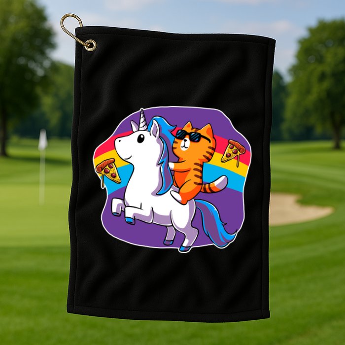 Magical Adventure Pizza Cat Unicorn Golf Towel