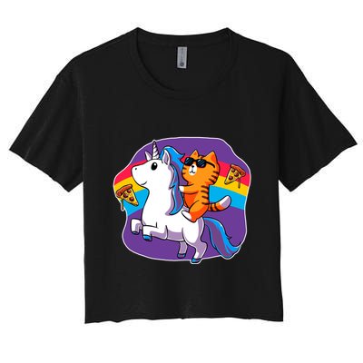 Magical Adventure Pizza Cat Unicorn Crop Top