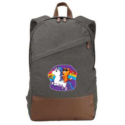 Magical Adventure Pizza Cat Unicorn Cotton Canvas Backpack