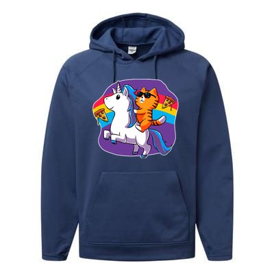 Magical Adventure Pizza Cat Unicorn Performance Fleece Hoodie