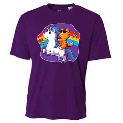 Magical Adventure Pizza Cat Unicorn Cooling Performance Crew T-Shirt