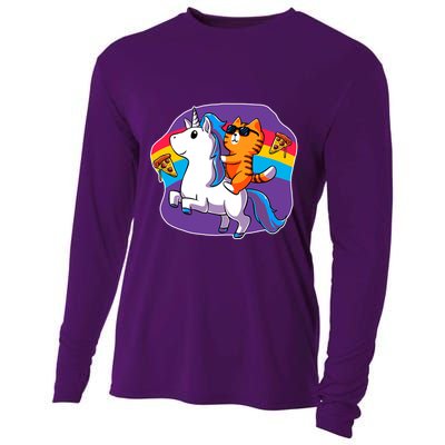 Magical Adventure Pizza Cat Unicorn Cooling Performance Long Sleeve Crew