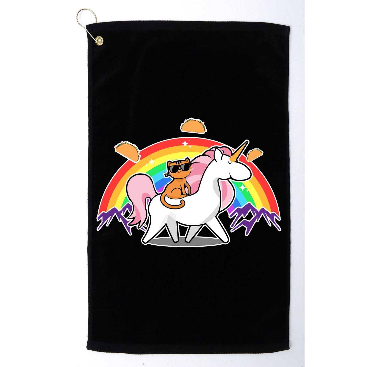 Magical Adventure Tacos Cat Unicorn Rainbow Golf Towel