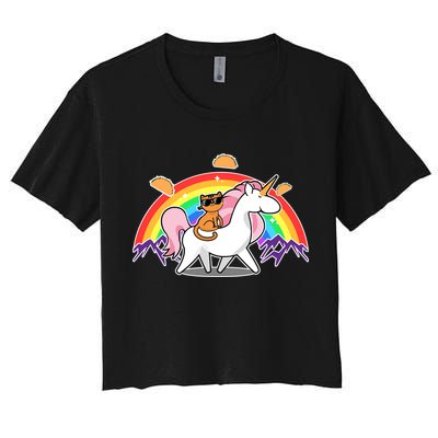 Magical Adventure Tacos Cat Unicorn Rainbow Crop Top