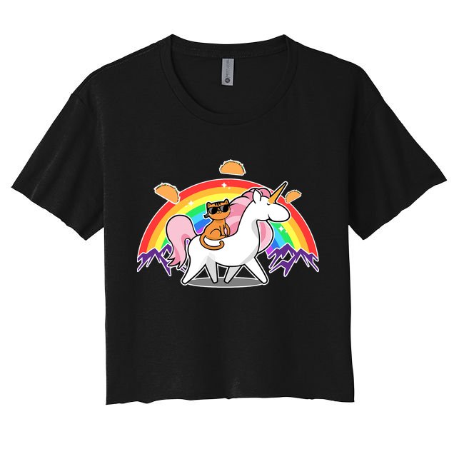 Magical Adventure Tacos Cat Unicorn Rainbow Crop Top