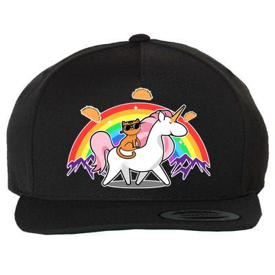 Magical Adventure Tacos Cat Unicorn Rainbow Wool Snapback Cap
