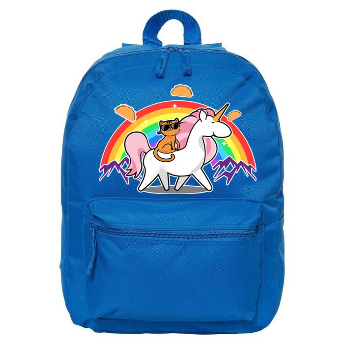 Magical Adventure Tacos Cat Unicorn Rainbow 16 in Basic Backpack