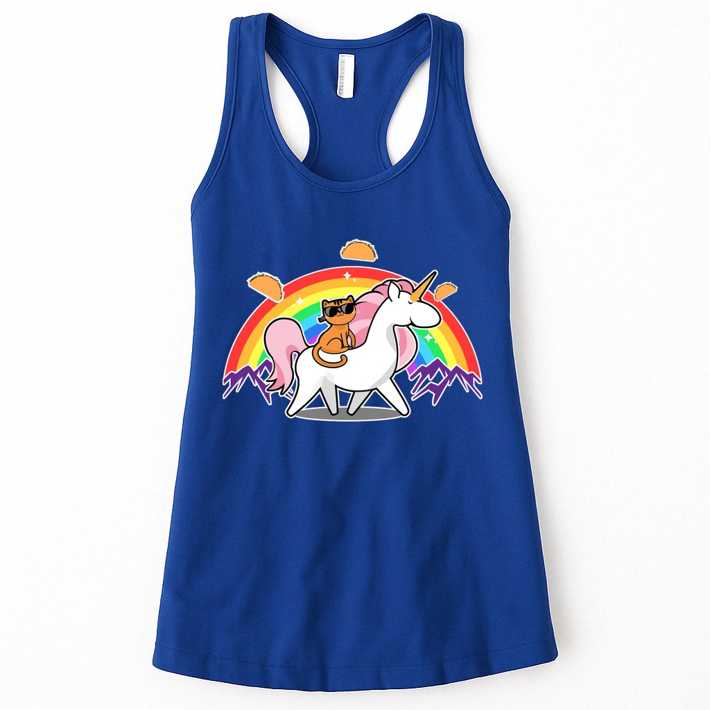 Magical Adventure Tacos Cat Unicorn Rainbow Womens Tank Top