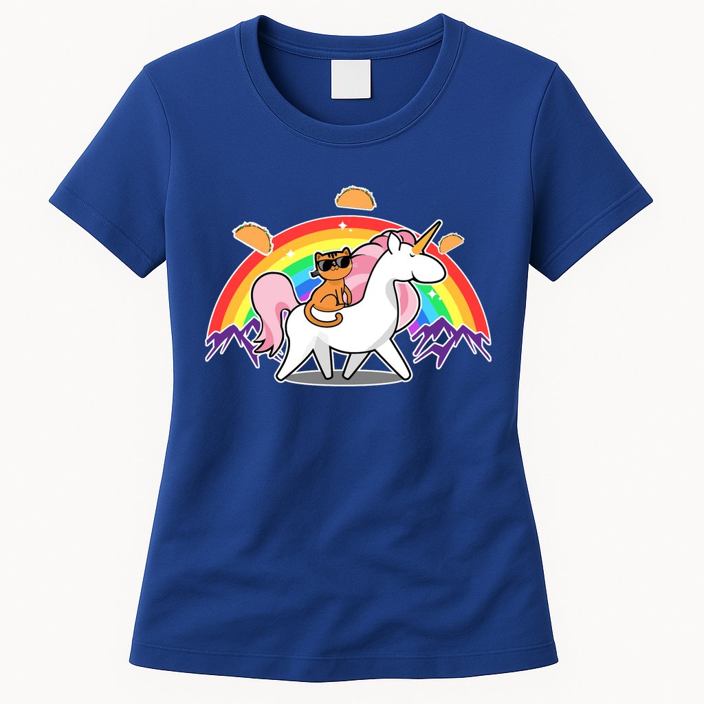 Magical Adventure Tacos Cat Unicorn Rainbow Womens T-Shirt