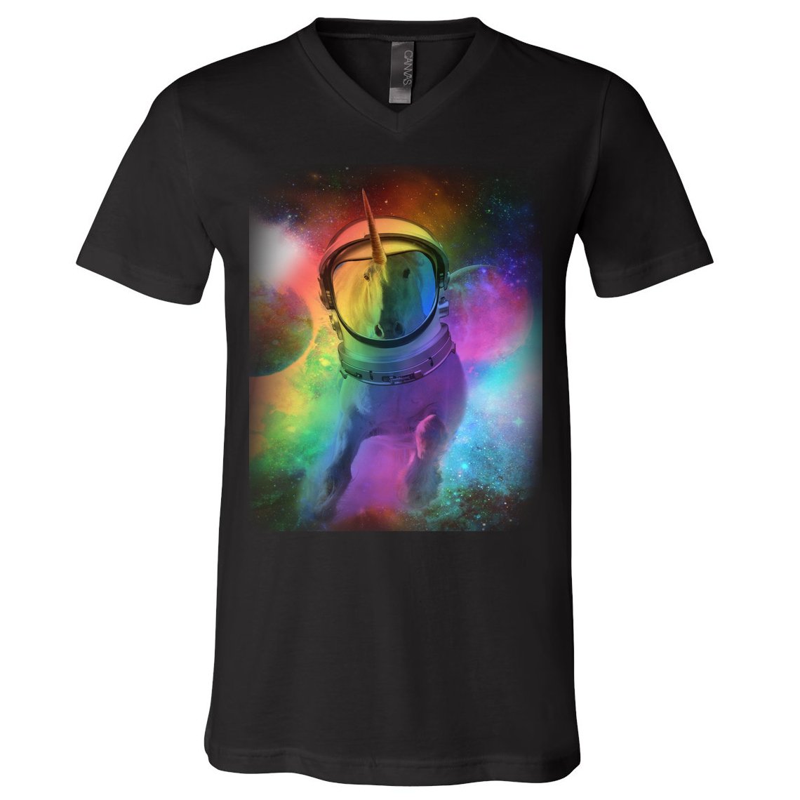 Magical Astronaut Unicorn In Space V-Neck T-Shirt