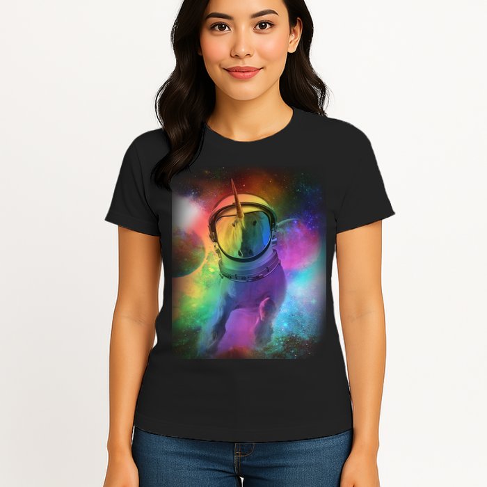 Magical Astronaut Unicorn In Space Womens T-Shirt